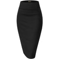 Hybrid & Company Women's Premium Nylon Ponte Stretch High Waist Pencil Suit Skirt Below Knee KSK45002 1073T Black XS