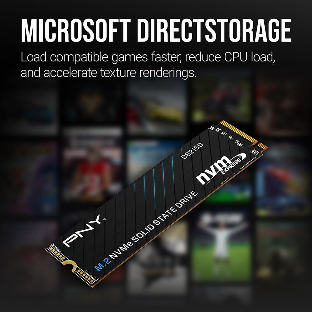 PNY CS2150 2TB Gen5 PCIe NVMe M.2 2280 3D NAND SSD – Up to 10,300/8,600 MBs - PC/Laptop Upgrade, Gaming, Photography, Video Editing, Direct Storage Enabled-Internal Solid-State Drive M280CS2150-2TB-TB