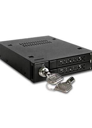 ICY DOCK Full Metal 2 Bay 2.5 inch SATA/SAS HDD & SSD Mobile Rack for External 3.5 inch Drive Bay | ToughArmor MB992SK-B