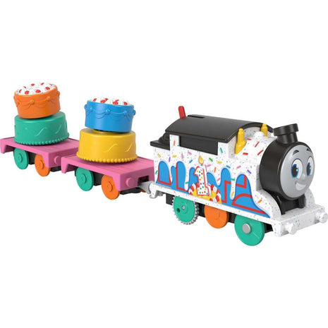 Thomas & Friends Motorized Toy Train, Wobbly Cake Thomas Engine with Cargo Cars & Pieces for Pretend Play Preschool Kids Ages 3+ Years