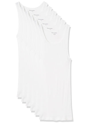 Amazon Essentials Men's Lightweight Breathable Cotton Slim Fit Tank Undershirts, Pack of 6