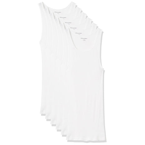Amazon Essentials Men's Lightweight Breathable Cotton Slim Fit Tank Undershirts, Pack of 6
