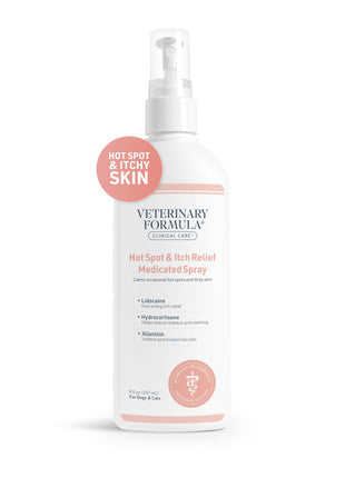 Veterinary Formula Clinical Care Hot Spot & Itch Relief Medicated Spray, 8oz 芒聙聯 Easy to Use Spray for Dogs & Cats 芒聙聯 Helps Alleviate Sensitive Skin, Scratching, and Licking of Coat (1 Pack)