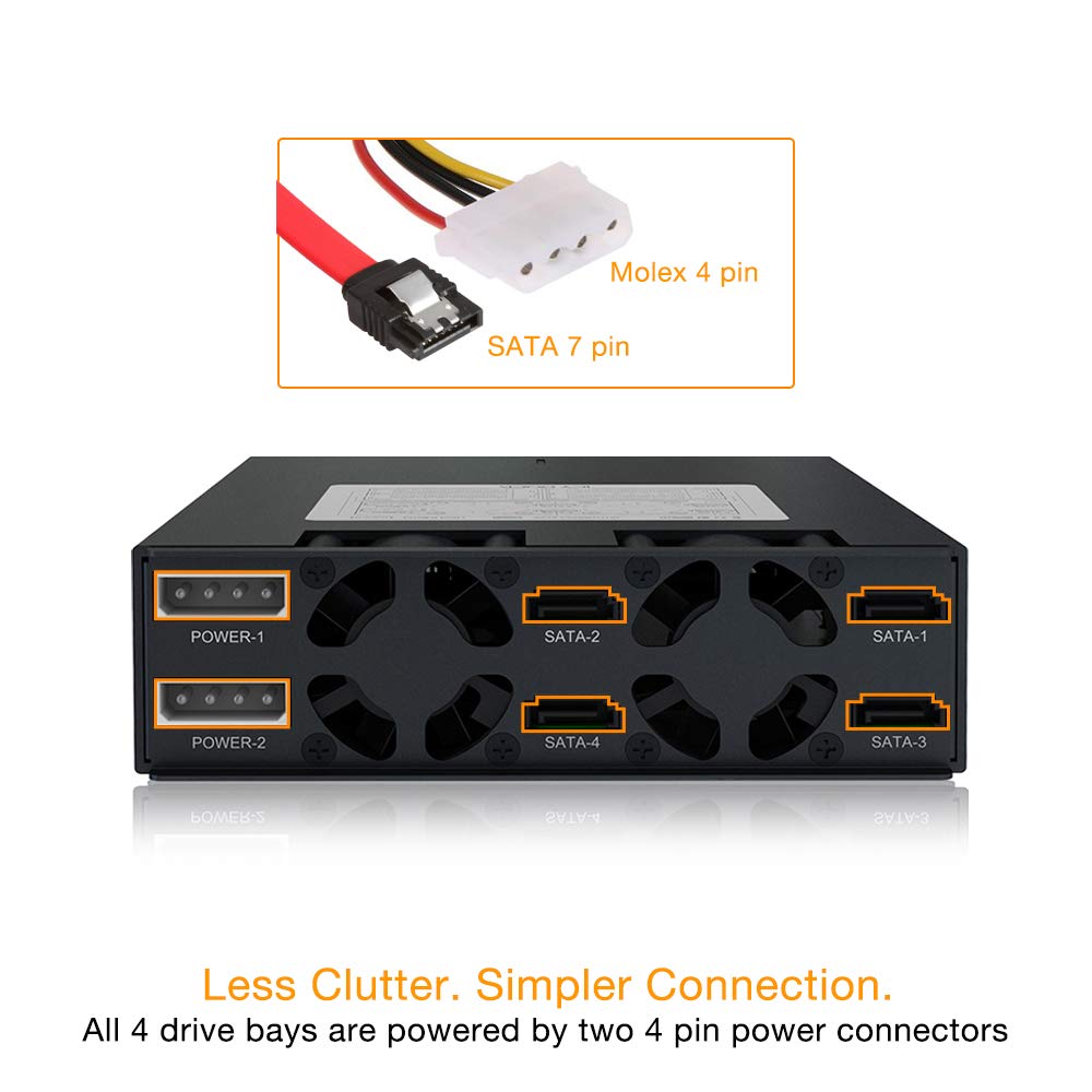 ICY DOCK Rugged 4 x 2.5 SAS/SATA HDD/SSD Mobile Rack Enclosure for 5.25" Bay | ToughArmor MB994SP-4S