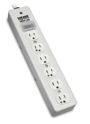 TRIPP LITE SPS606HGRA Surge Protector Strip Medical RT Angle Plug 6 Outlet 6-Feet Cord Light Gray