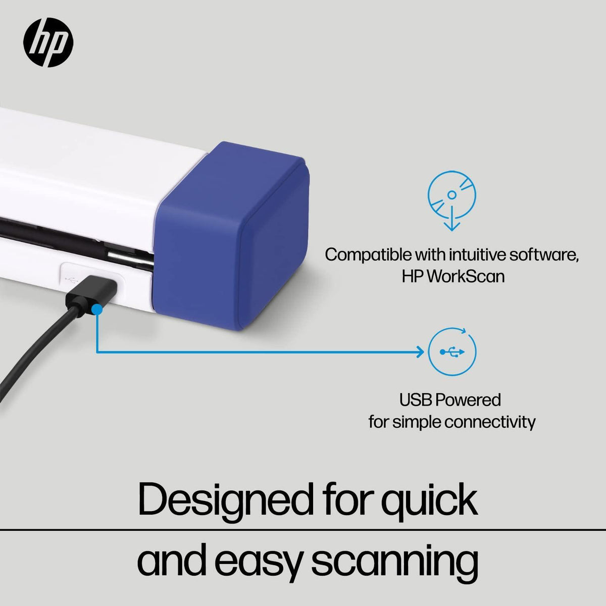 HP Small USB Document & Photo Scanner for Portable 1-Sided Sheetfed Digital Scanning, Model HPPS100, for Home, Office & Business, PC and Mac Compatible, HP WorkScan Software Included