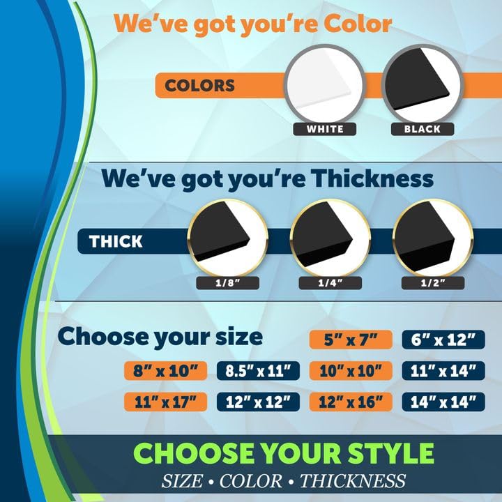 Mega Format Expanded PVC Plastic Sheets - 6" X 12" Rigid Black Sheet for Crafts, Signage, & Displays - Sintra, Celtec PVC Board - Waterproof for Outdoors Use - 1/4" 6mm Thick - 1-Pk-Black