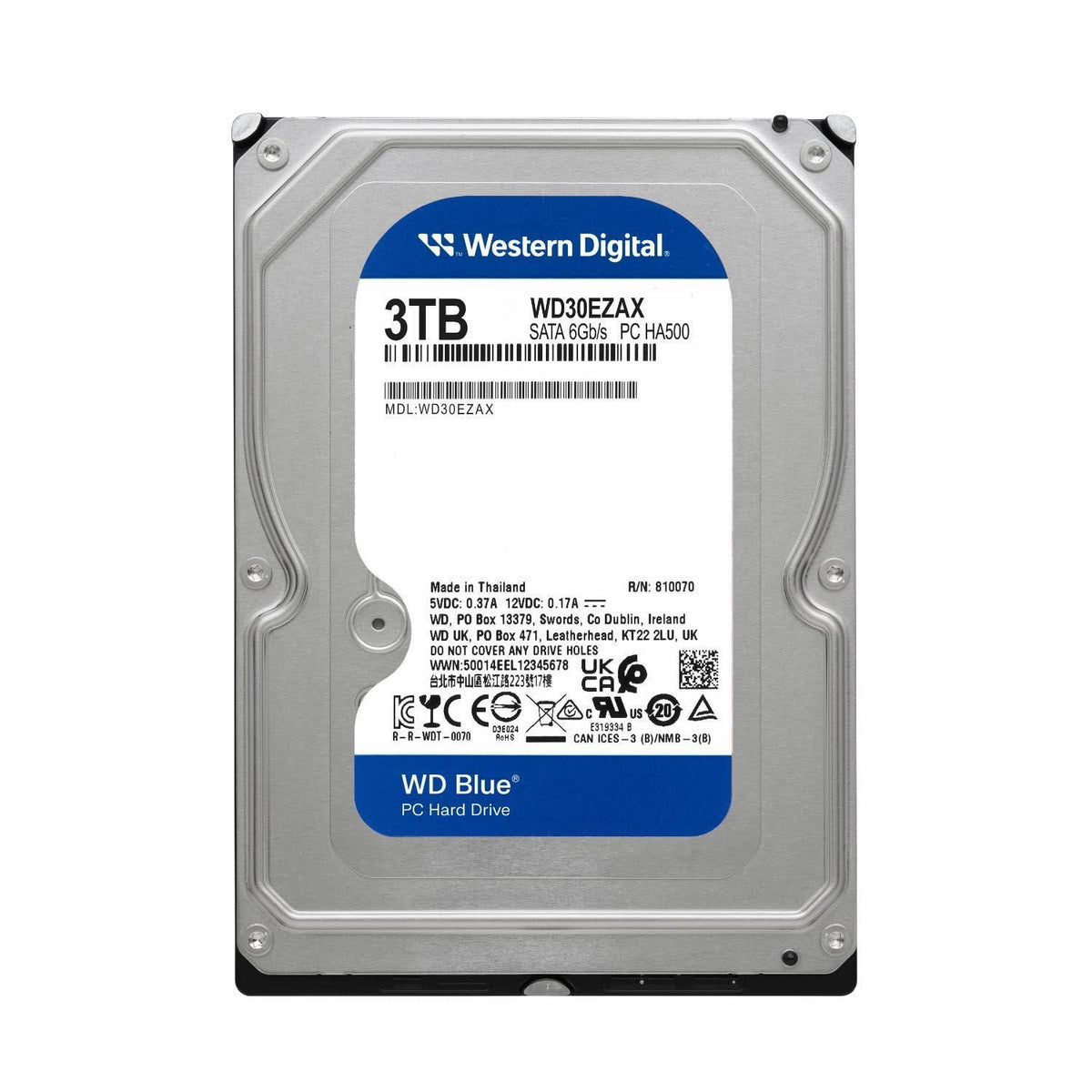 Western Digital 3TB WD Blue PC Internal Hard Drive HDD - 5400 RPM, SATA 6 Gb/s, 256 MB Cache, 3.5" - WD30EZAX