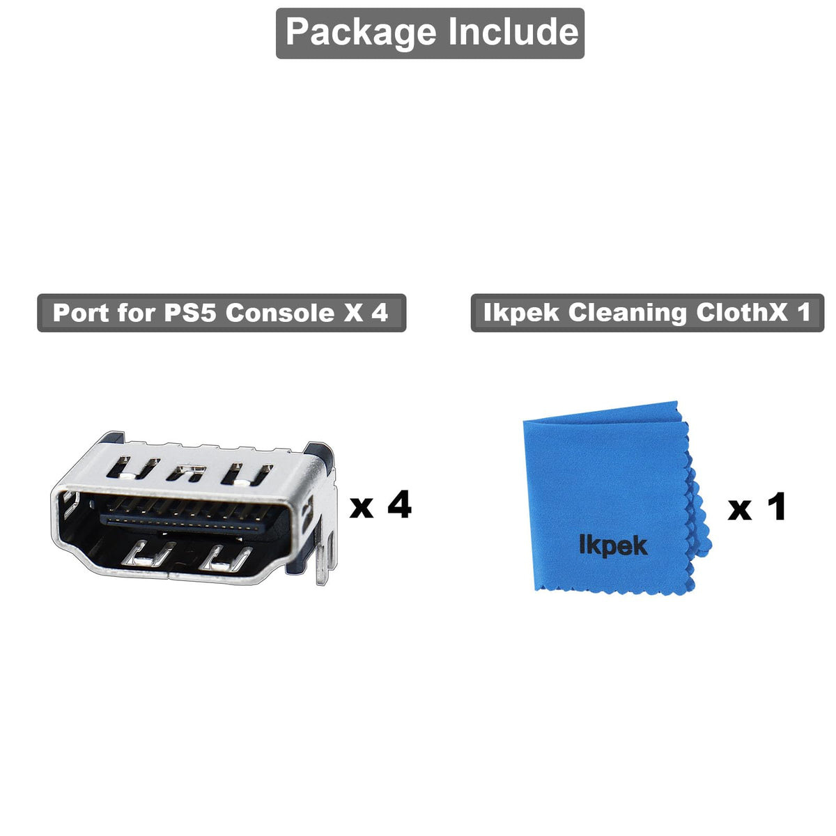 Aosai 4Pcs HDMI Port Replacement for PlayStation 5, HDMI Display Socket Connector Jack for Sony PS5 Console (Silver - 4 Pcs)