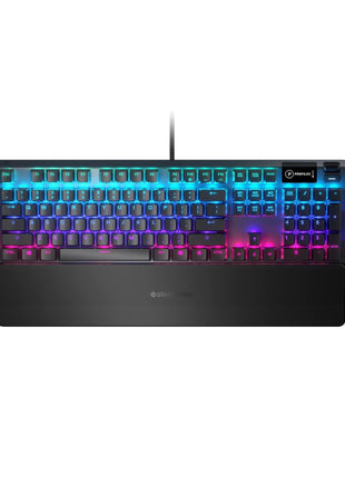 SteelSeries Apex 5 Hybrid Mechanical USB Gaming Keyboard Per-Key RGB Illumination Aircraft Grade Aluminum Alloy Frame OLED Smart Display (Blue Switch)