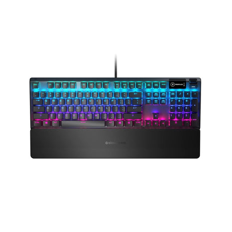 SteelSeries Apex 5 Hybrid Mechanical USB Gaming Keyboard Per-Key RGB Illumination Aircraft Grade Aluminum Alloy Frame OLED Smart Display (Blue Switch)