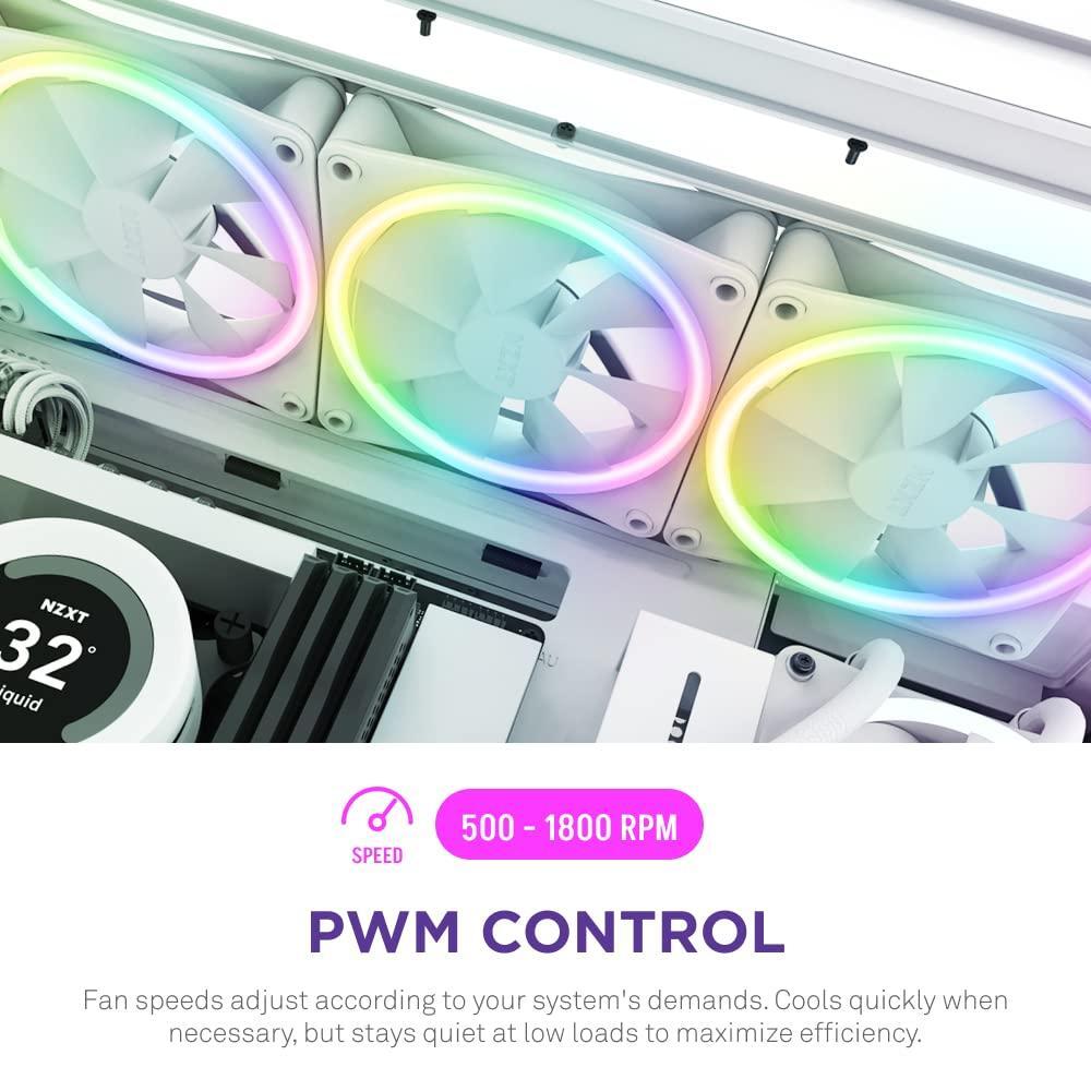 Nzxt 270651 Fan Rf-d14sf-w1 F140 Rgb Duo 140mm Fdb 4-pin Pwm White Ratail