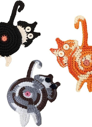 Drink Coaster | Cat Gifts for Cat Lovers,Fun Woven Creative Coasters,Cute Coffee Coaster for Home Decor Tabletop Protection Suitable for Kinds Cups (3PC)