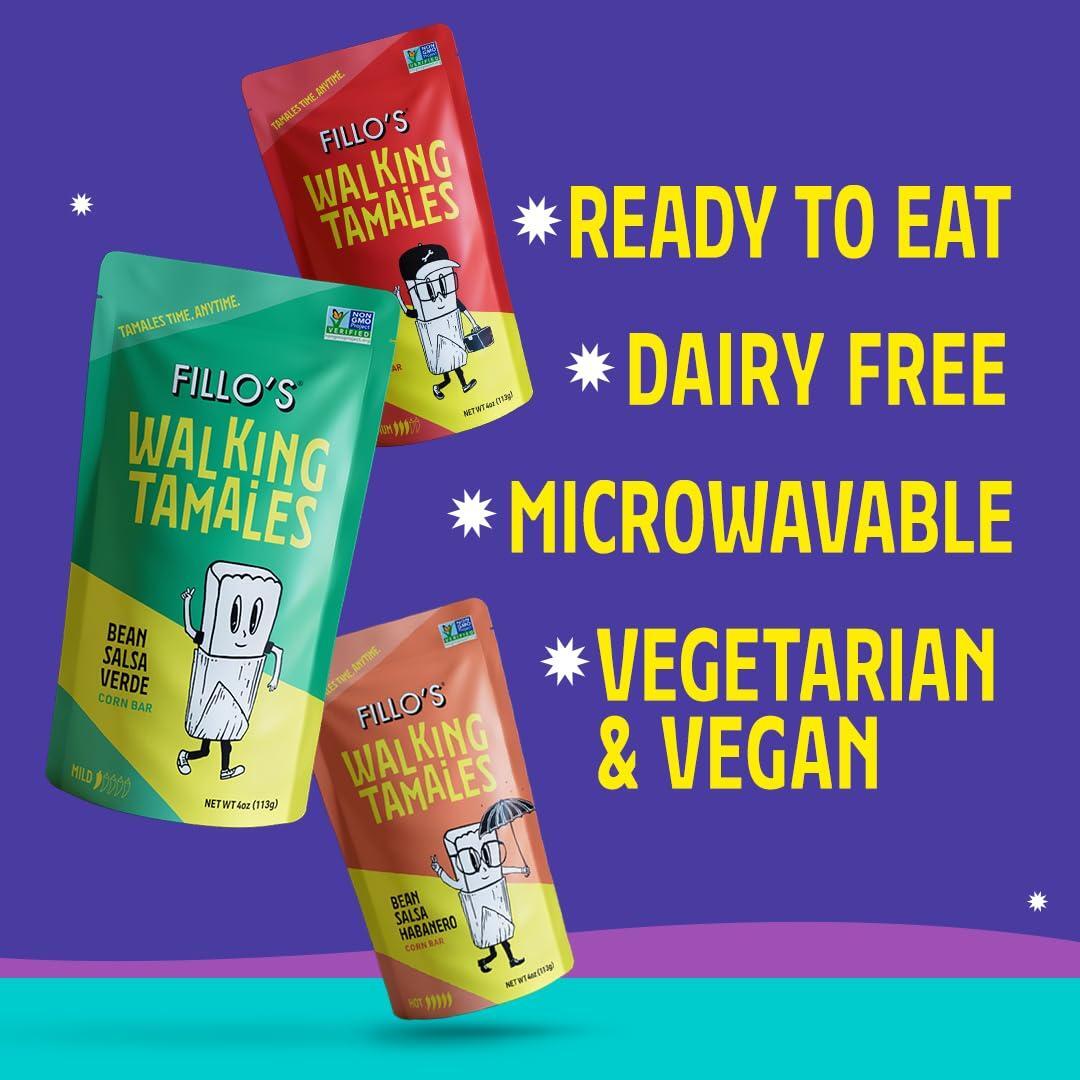 Fillos Walking Tamales Gluten Free Snacks Ready To Eat Vegan Snacks Microwaveable Meal, Gluten Free