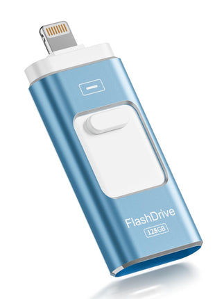Apple MFi Certified 128GB Flash Drive for iPhone Thumb Drive Photo Stick, USB Memory Stick iPhone Flash Drive for Photos Videos, High Speed Jump Drive Compatible for iPhone/iPad/Android/PC (Blue)