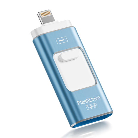Apple MFi Certified 128GB Flash Drive for iPhone Thumb Drive Photo Stick, USB Memory Stick iPhone Flash Drive for Photos Videos, High Speed Jump Drive Compatible for iPhone/iPad/Android/PC (Blue)