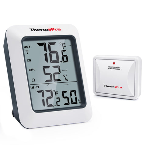 ThermoPro TP60 Digital Hygrometer Outdoor Thermometer Wireless Temperature and Humidity Gauge Monitor Room Thermometer with 500ft/150m Range Humidity Meter Temperature Indicators