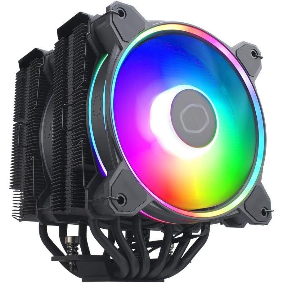 Cooler Master Hyper 622 Halo White Dual Tower CPU Air Cooler, 120 Halo² PWM Fan, Dual Loop ARGB, 6 Copper Heat Pipes, Nickel-Plated, 154mm Tall, AMD Ryzen AM5|AM4, Intel LGA 1851|1700|1200 Brackets