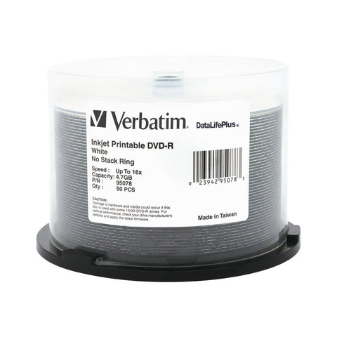 50pk Dvd-R 16x 4.7gb White Inkjet Print Datalifeplus Spindle