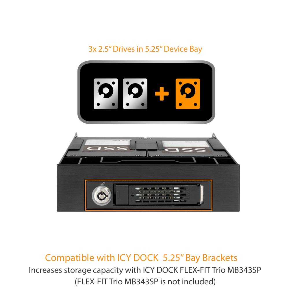 ICY DOCK Rugged Full Metal 2.5” SATA HDD & SSD Mobile Rack for External 3.5" Drive Bay | ToughArmor MB991SK-B