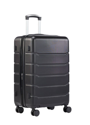 Sweetcrispy Carry on Luggage,Hard Shell Expandable Double Spinner Rolling Wheels Suitcase,TSA Lock, Charcoal Black, 21 Inch