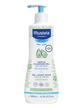 Mustela Gentle Cleansing Gel - Baby Wash for Delicate Skin and Hair - Newborn-Safe Cleanser - Made with with Natural Avocado Perseose - 1 or 2-Pack - Various Sizes