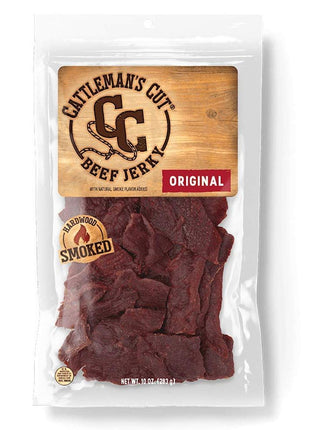 Cattleman's Cut Original Beef Jerky, Premium Marinated Steak High Protein Meat Snacks, Keto Friendly, Gluten Free, Carnivore Travel Snack, Resealable Bag, 10 Ounces