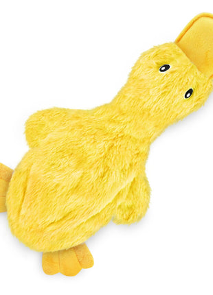 Best Pet Supplies Interactive Squeaky Dog Chew Toy, Ideal Dog Toys for Chewers, Small, Medium & Large Dogs, and Fetch Lovers - Crinkle Duck (Yellow), Large