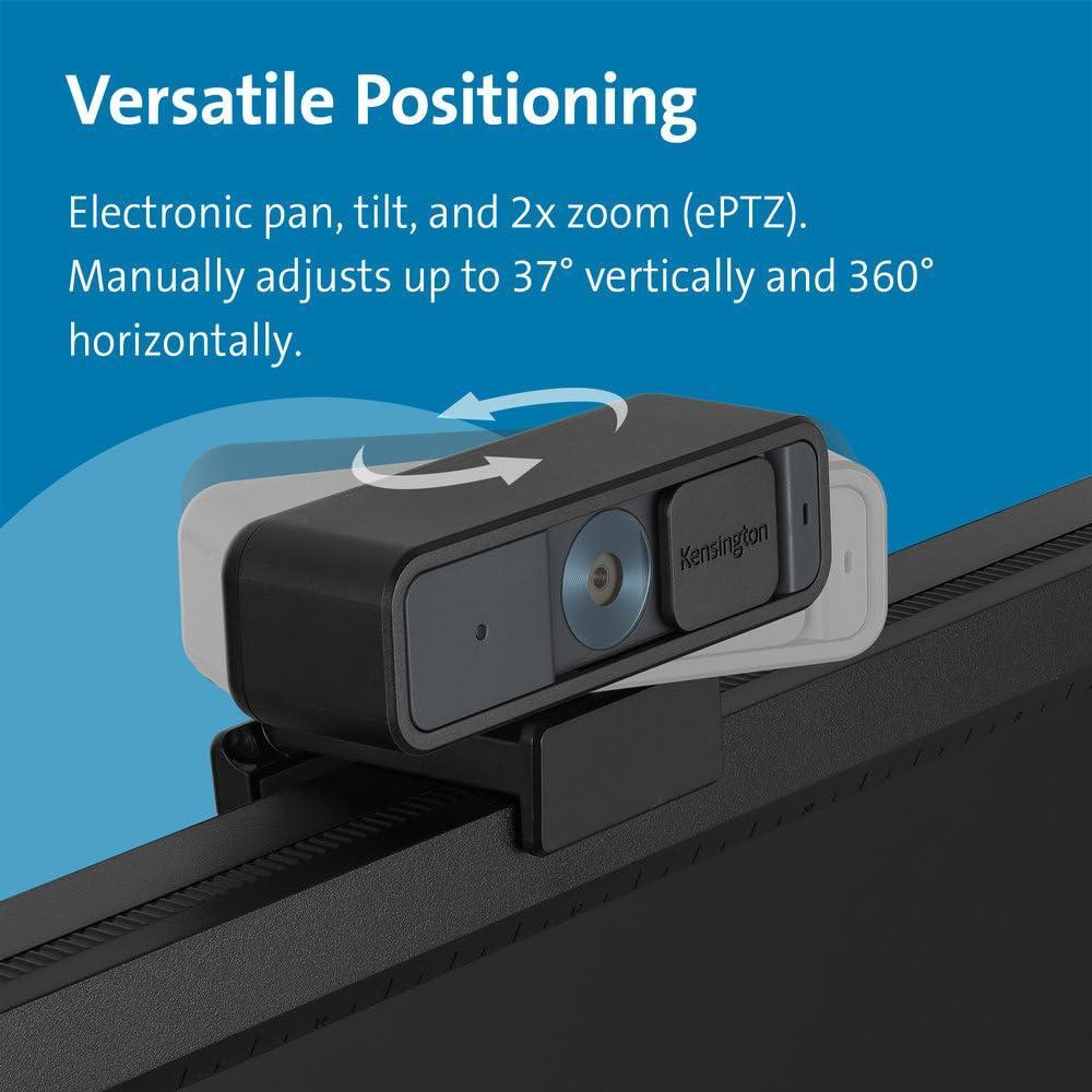 Kensington W2000 1080P Auto Focus Webcam, Full HD 1080P/30fps Webcam with Microphone for Video Conferencing, Software Control, Privacy Shutter, Compatible with Zoom/Skype/Teams (K81175WW)