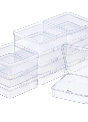 SATINIOR 12 Pack Beads Organizer Box Clear Plastic Beads Storage Containers Box with Hinged Lid for Bracelet Making DIY Jewelry Craft Nail (3.70 x 3.70 x 1.18 Inch)