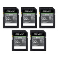 PNY 32GB Elite Class 10 U1 V10 SDHC Flash Memory Card - 100MB/s Read, Class 10, U1 Full HD, UHS-I, Full Size SD (Pack of 5)