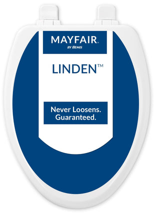 Mayfair Linden Slow Close Toilet Seat, Non Slip Heavy Duty Wood, Easy Install, Elongated, White