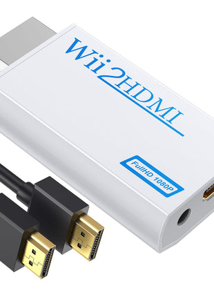 GANA Wii to HDMI Converter, 1080P Wii HDMI Adapter with 3.5mm Audio Jack | Plug and play, supports all Wii display modes, compatible with Wii/Wii U, HDTVs, monitors and projectors.