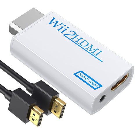 GANA Wii to HDMI Converter, 1080P Wii HDMI Adapter with 3.5mm Audio Jack | Plug and play, supports all Wii display modes, compatible with Wii/Wii U, HDTVs, monitors and projectors.