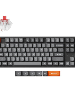 Keychron K8 MAX Wireless Mechanical Keyboard, 2.4GHz/Bluetooth/USB-C, RGB, Aluminum Frame, QMK/VIA, Programmable Macros, PBT Keycaps, For Mac Windows, Super Red Switch