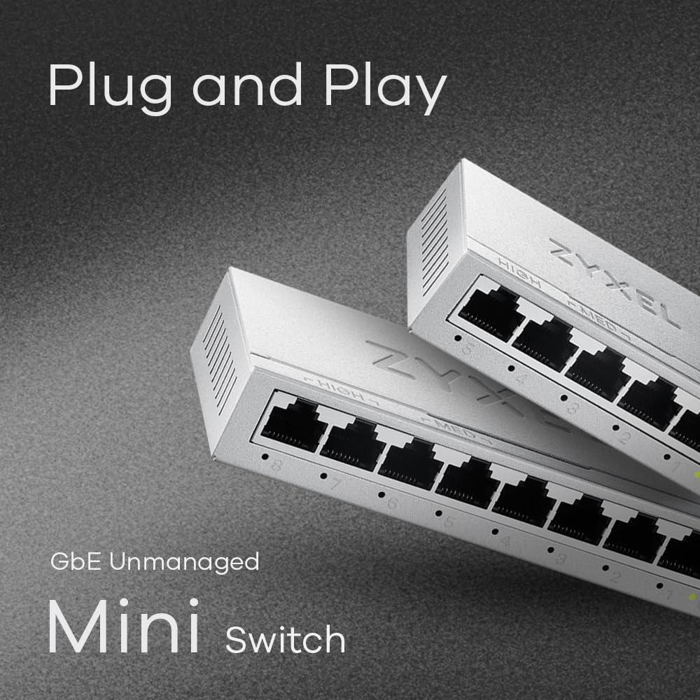 Zyxel 5-Port Gigabit Unmanaged Ethernet Switch, Ethernet Splitter, Desktop or Wall Mount [GS-105B v5]