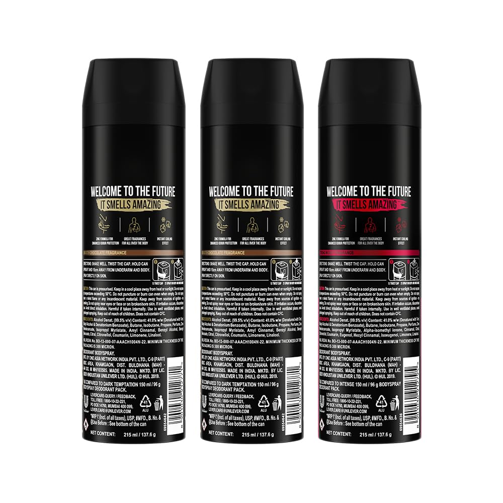 Axe Intense Long Lasting Deodorant Bodyspray For Men 215 ml & Axe Dark Temptation Long Lasting Deodorant Bodyspray For Men 215 ml (Pack 3)