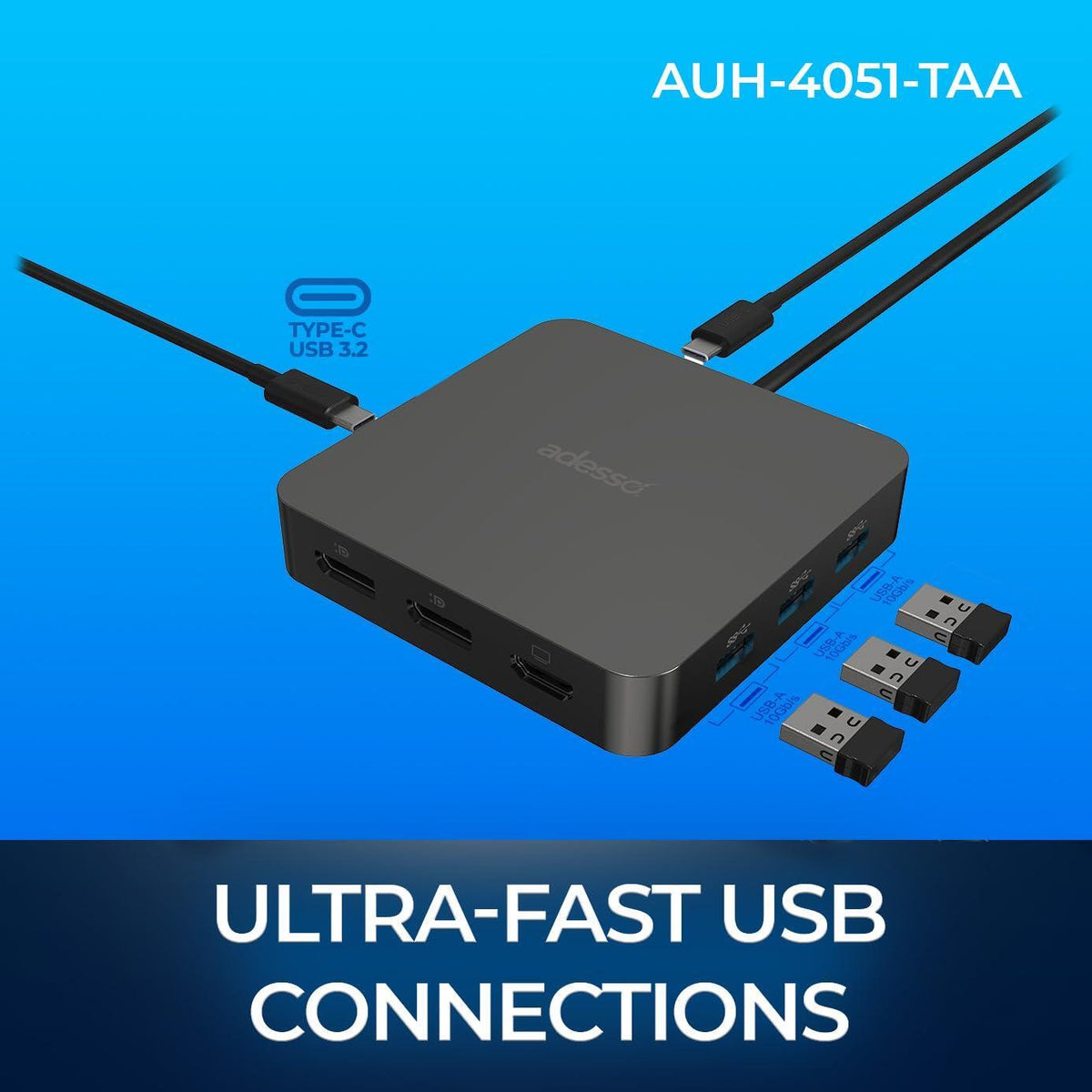 Adesso 11 in 1 USB C Multiport Docking Station Dual Display HDMI USB 3.2 PD 100W RJ45 3.5mm Jack Peripheral Lock Compatible with Windows Mac Made in Taiwan TAA Compliant AUH-4051-TAA