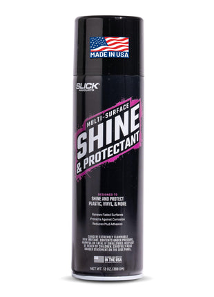 Slick Products Shine & Protectant Spray 17.35 FL OZ. - High Gloss Clear Coating Renew Vinyl, Plastic, Rubber, Trim, Tire, Car, Truck, Motorcycle, Dirt Bike