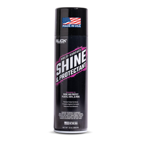 Slick Products Shine & Protectant Spray 17.35 FL OZ. - High Gloss Clear Coating Renew Vinyl, Plastic, Rubber, Trim, Tire, Car, Truck, Motorcycle, Dirt Bike