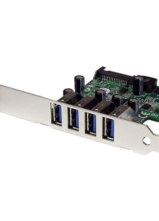 StarTech.com 4-Port PCI Express SuperSpeed USB 3.0 Controller Card with UASP - 5Gbps - USB 3.0 Expansion Card with SATA Power , TAA (PEXUSB3S4V)