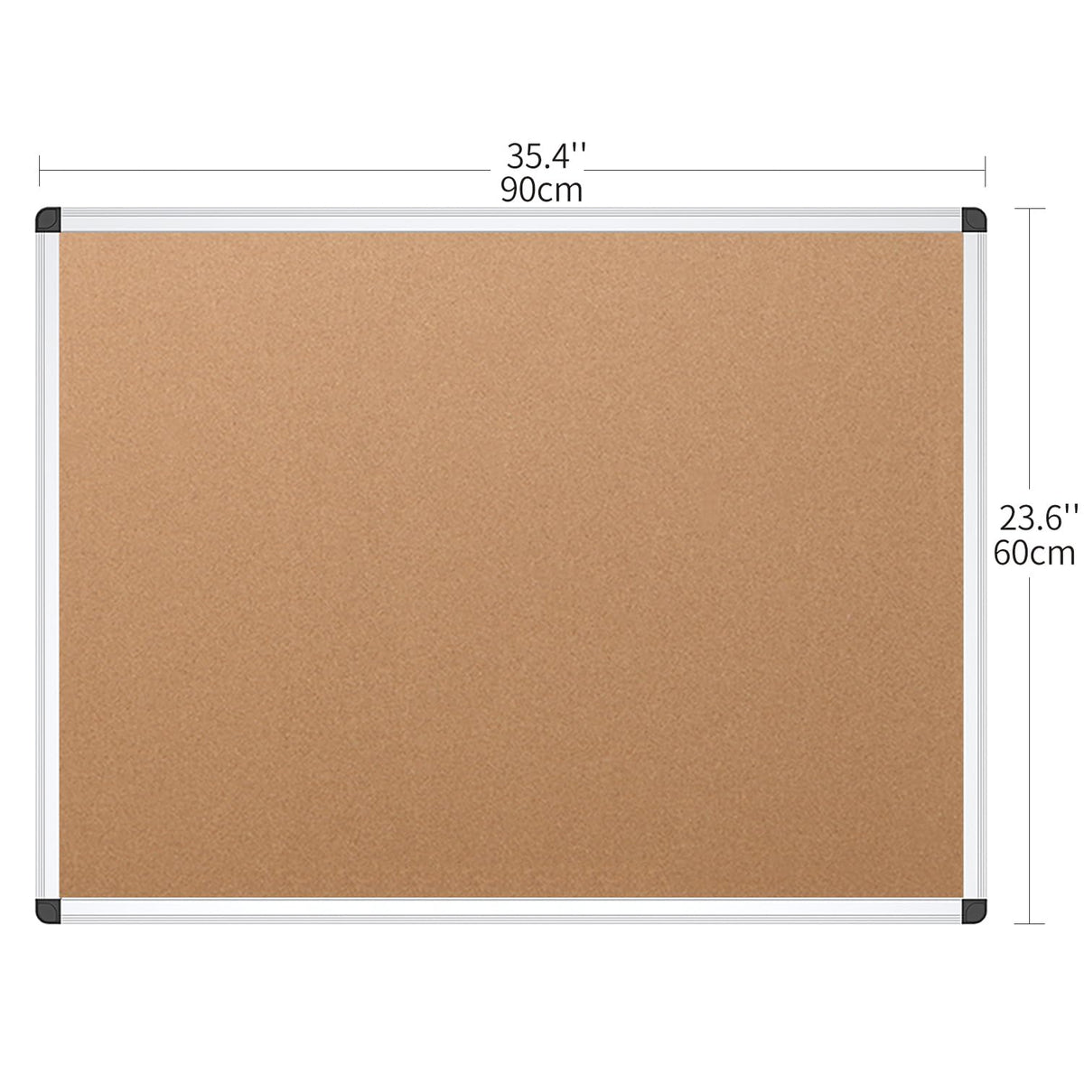 VIZ-PRO Cork Notice Board, 36 X 24 Inches, Silver Aluminium Frame