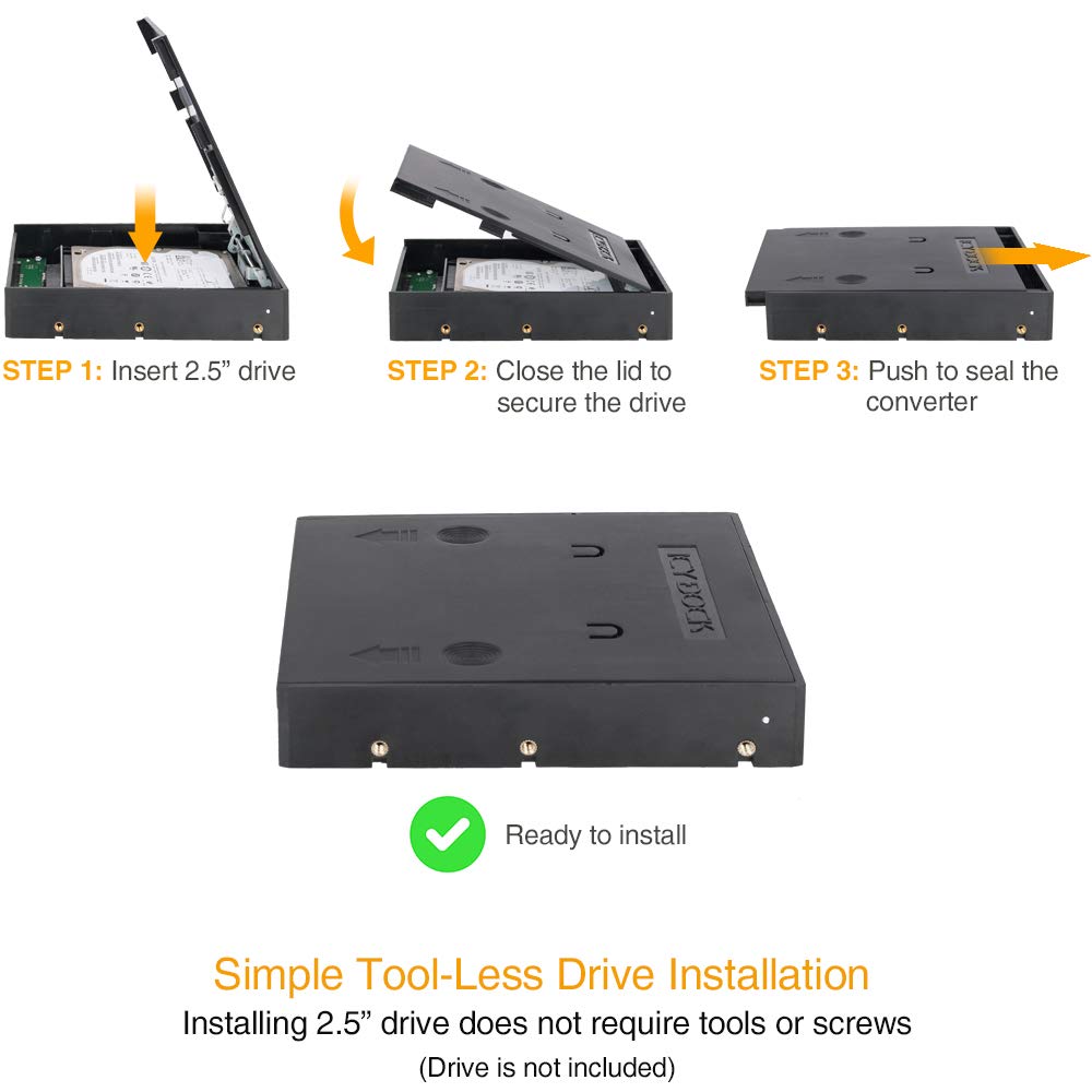 ICY DOCK 2.5 inch to 3.5 inch SATA Hard Drive/SSD Adapter Mounting Bracket for Internal 3.5" Drive Bay | EZConvert Lite MB882SP-1S-1B