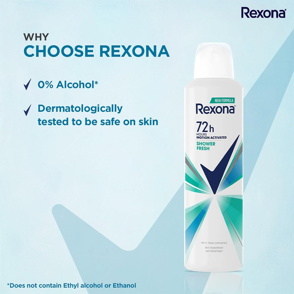 Rexona Shower Fresh Advanced Protection Anti-Perspirant Deodorant for Women | 72H* Odour Protection | 0%* Alcohol | Dry Shield Technology & Invigorating Scent | 200ml