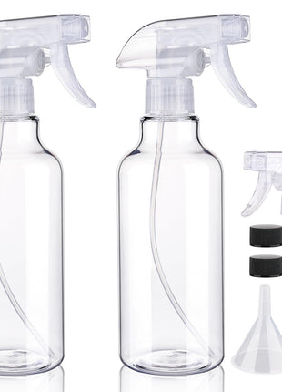 Plastic Spray Bottles Empty Spray Bottle 16.9oz/500ml 2 Pack Heavy Duty Spraying Bottles Mist/Stream Water Bottle for Cleaning Solutions, Essential Oils, Hair (Clear)