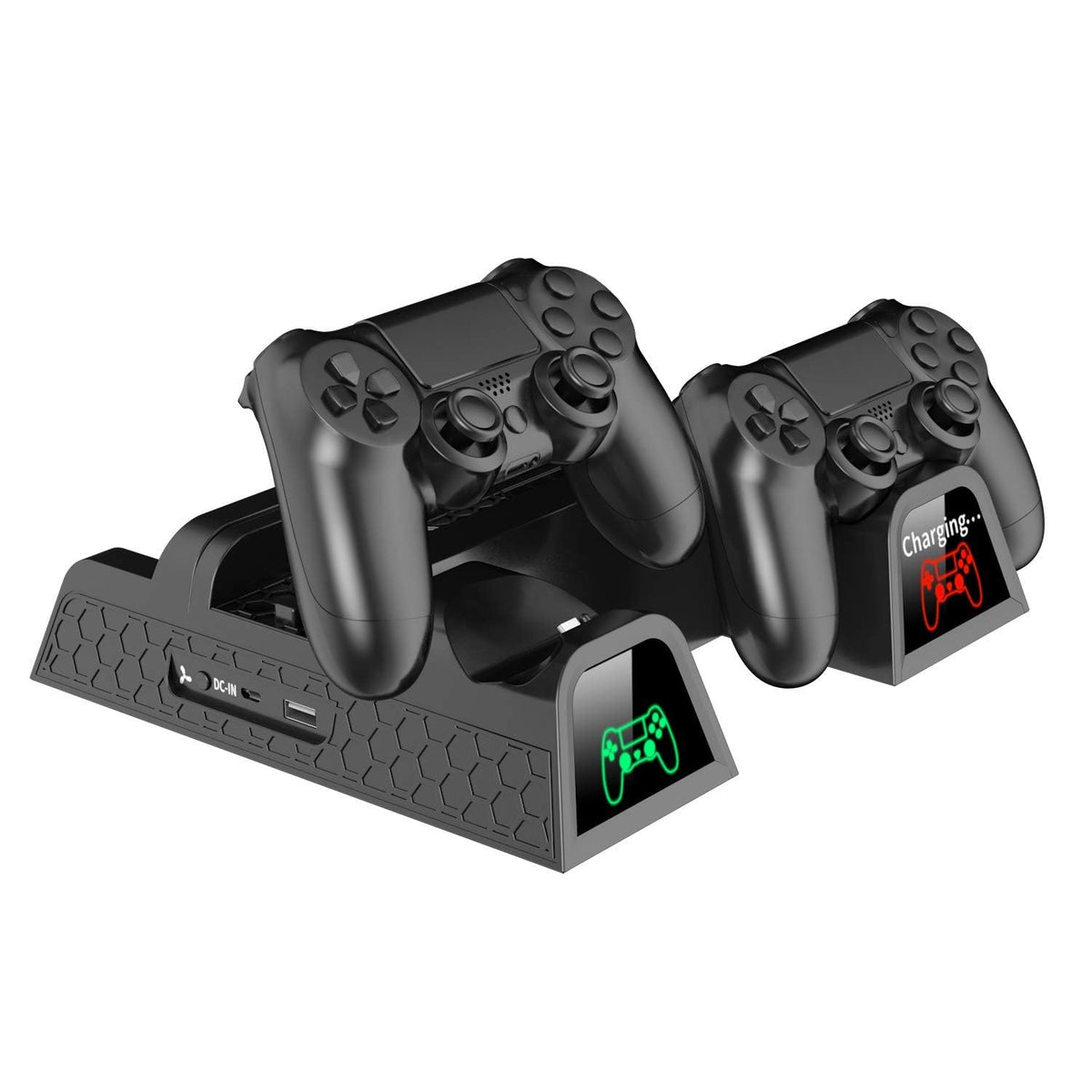 OIVO PS4 Stand for PlayStation 4 Accessory Kits, Cooling Fan Station for PS4 Slim/Pro/PlayStation 4 Consoles, Pro Vertical Stand with Dual Controller EXT Port Charger Dock Station & 12 Game Slots