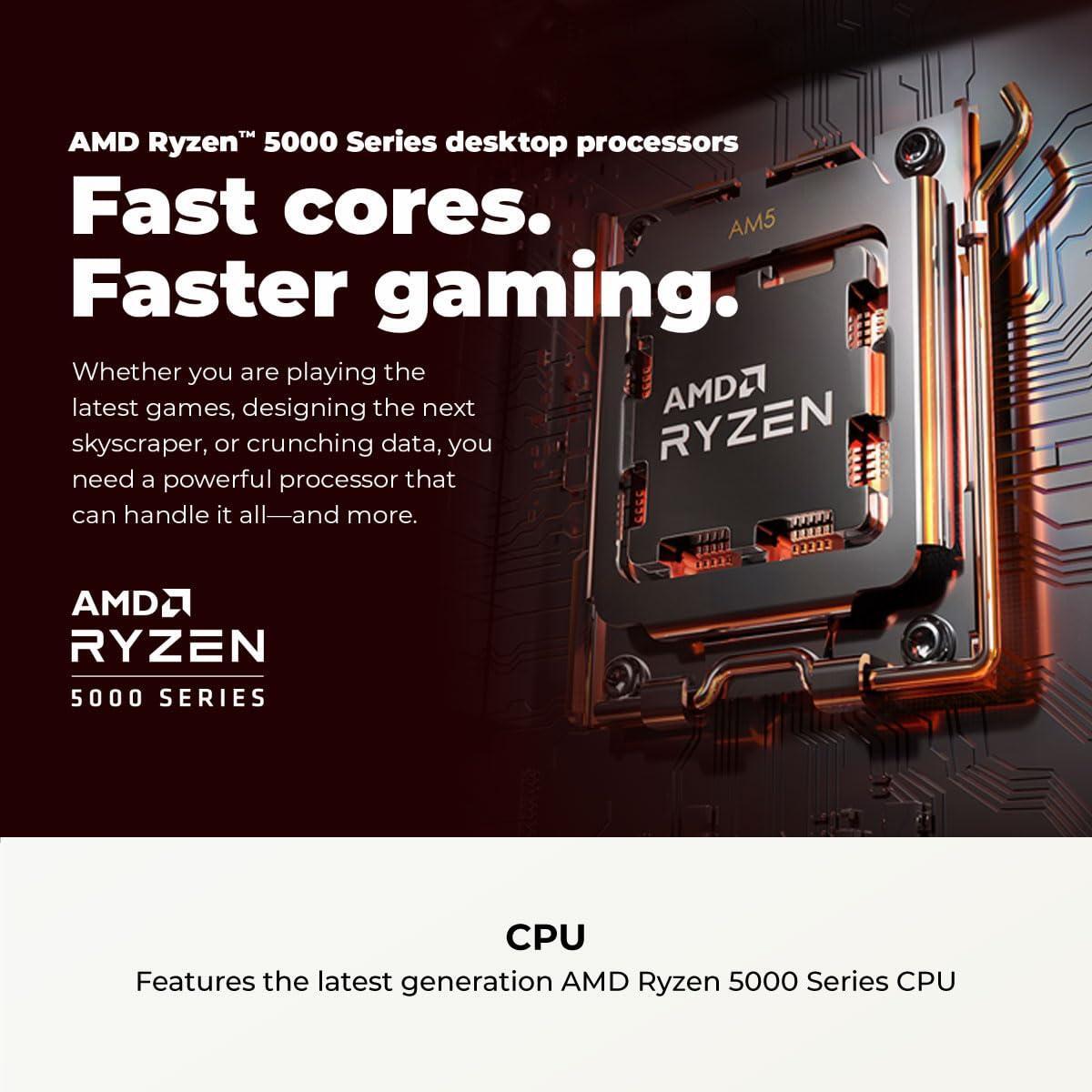 CyberPowerPC Gamer Master Gaming PC, AMD Ryzen 5 5500 3.6GHz, Radeon RX 6400 4GB, 16GB DDR4, 500GB PCIe Gen4 SSD, WiFi Ready & Windows 11 Home (GMA3100A)