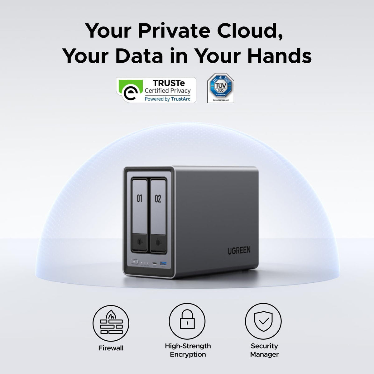 UGREEN NASync DXP2800 2-Bay Desktop NAS, Intel N100 Quad-core CPU, 8GB DDR5 RAM, 2.5GbE, 2 * M.2 NVMe Slots, 4K HDMI, Network Attached Storage (Diskless)