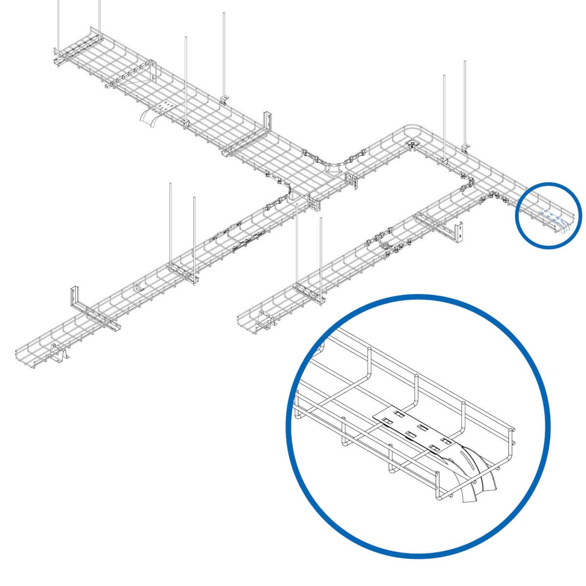 Tripp Lite Cable Exit Clip, Dropout Waterfall Shape Kit for Witre Mesh Cable Trays, 45 mm Wide (SRWBDROP)