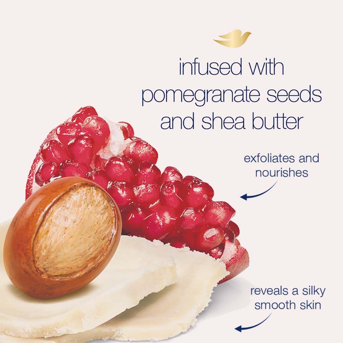 Dove Body Polish Exfoliating Scrub, Moisturizing Shea Butter and Pomegranate Seeds | Nourishes & Conditions Soft Skin | Sulphate Free, 298gm